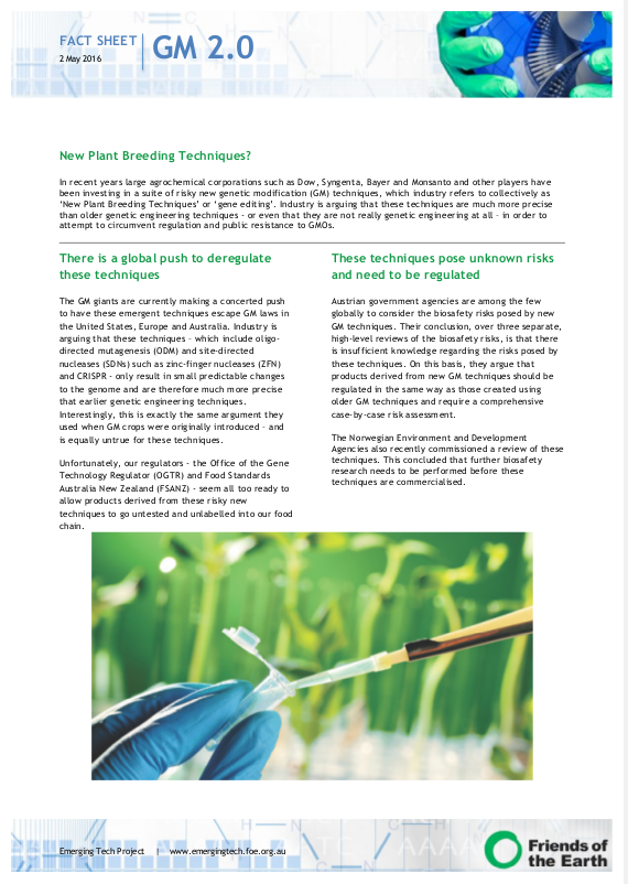 New “GM 2.0” fact sheet explains the basics on gene-editing and Plant Breeding Techniques